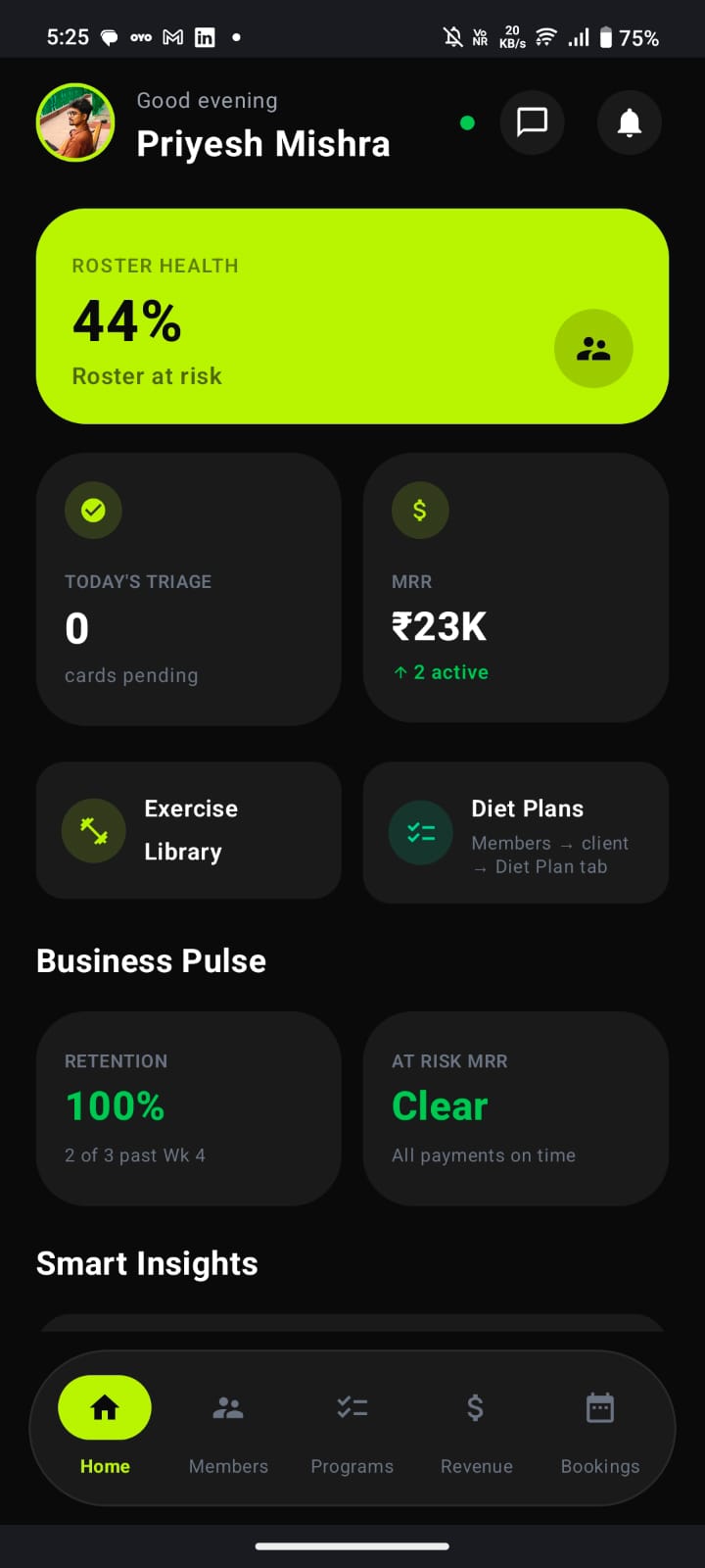 ProCoach India coach dashboard